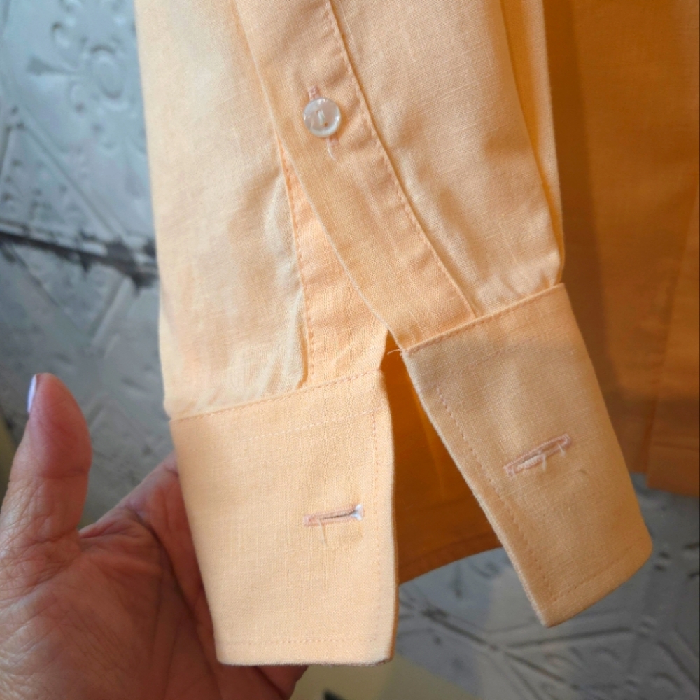 Bahamas Manchester Men's Authentic Guayabera Salmon Long Sleeve Shirt - Size L - Picture 11 of 16
